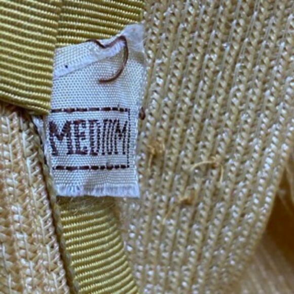 Vintage Yellow Hat with Silver V Shaped Accent - Picture 9 of 13